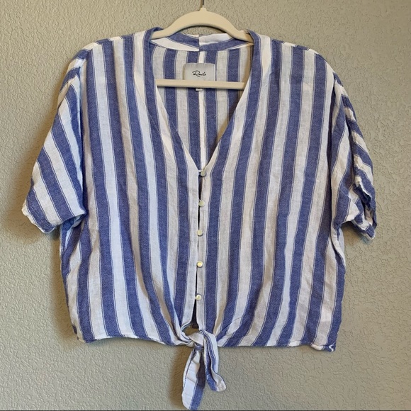 Rails Thea Pacifica Stripe Cropped Button Down Blouse - Revolve - Picture 4 of 10